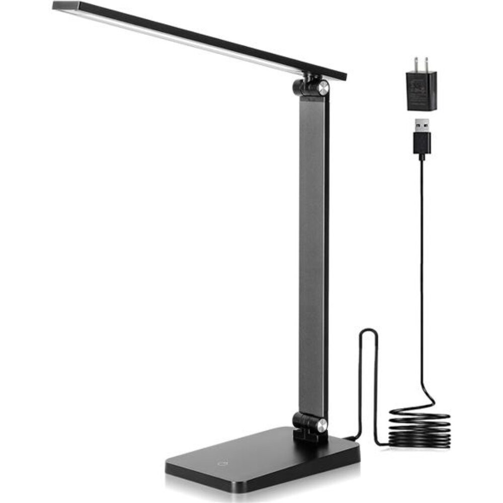 LED Desk Lamp for Home Office, 3 Levels Dimmable Desk Light with USB Charging